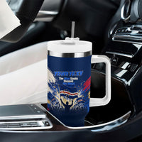 Personalized Cape Verde Blue Sharks Tumbler With Handle Giant Spirit African Football 2026 Mascot