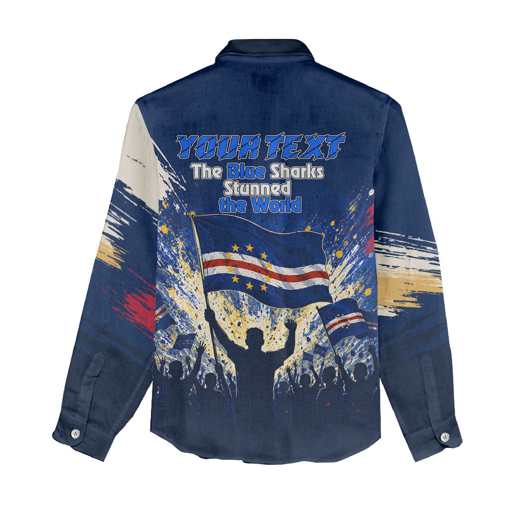 Personalized Cape Verde Blue Sharks Women Casual Shirt Giant Spirit African Football 2026 Mascot