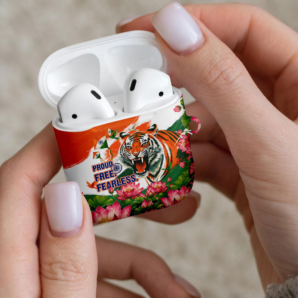 India Proud Free Fearless AirPods Case Bengal Tiger Military Soldier Jets Art