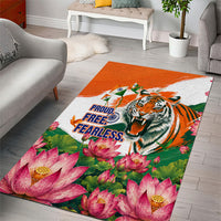 India Proud Free Fearless Area Rug Bengal Tiger Military Soldier Jets Art