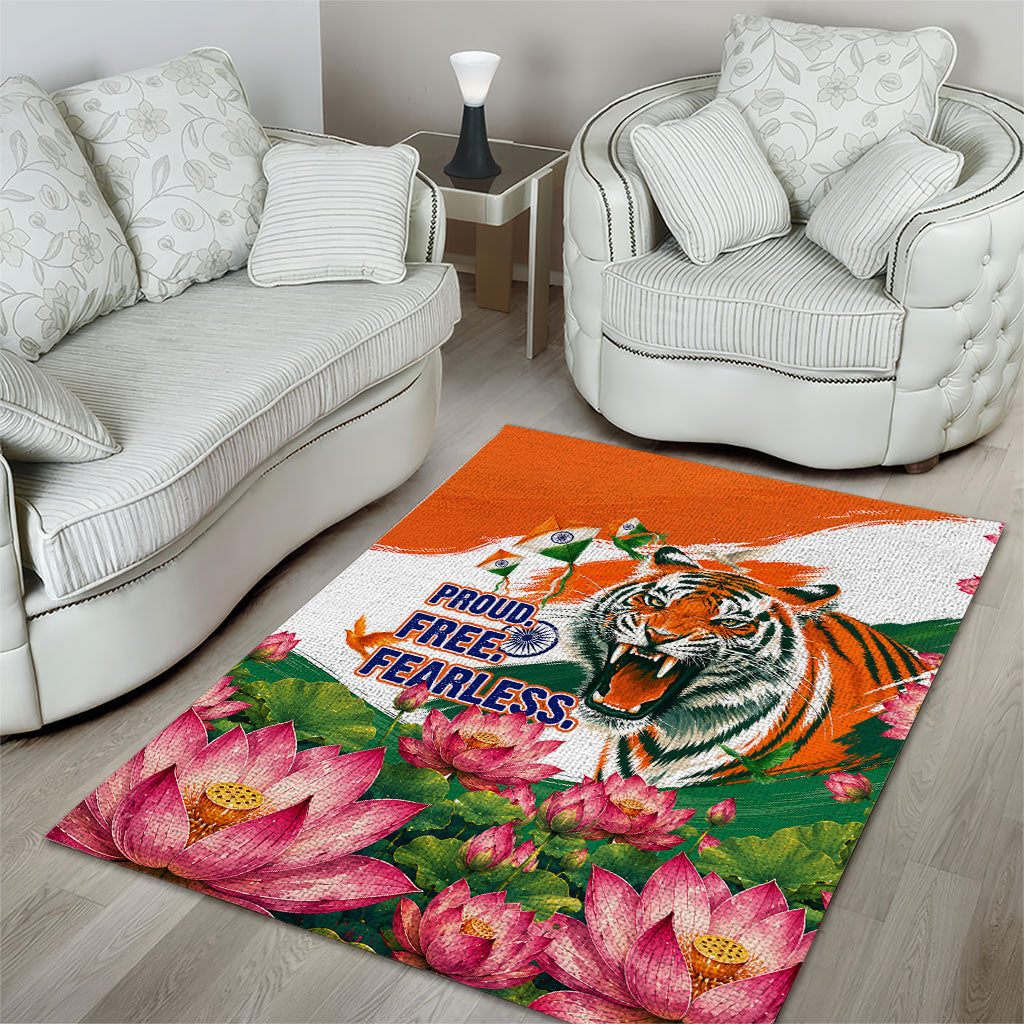 India Proud Free Fearless Area Rug Bengal Tiger Military Soldier Jets Art