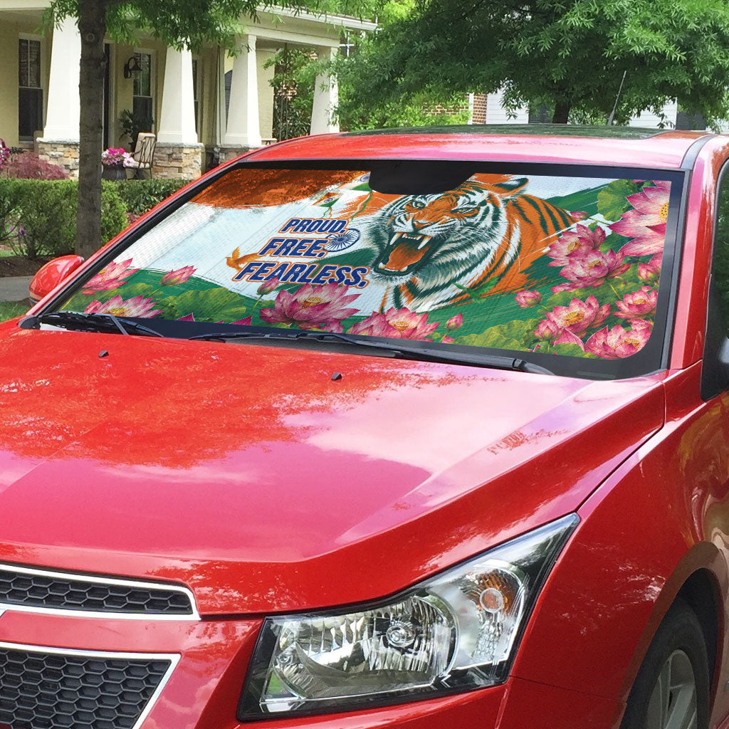 India Proud Free Fearless Auto Sun Shade Bengal Tiger Military Soldier Jets Art