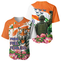 India Proud Free Fearless Baseball Jersey Bengal Tiger Military Soldier Jets Art