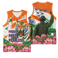 India Proud Free Fearless Basketball Jersey Bengal Tiger Military Soldier Jets Art