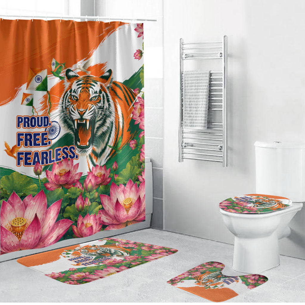 India Proud Free Fearless Bathroom Set Bengal Tiger Military Soldier Jets Art