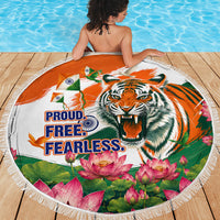 India Proud Free Fearless Beach Blanket Bengal Tiger Military Soldier Jets Art