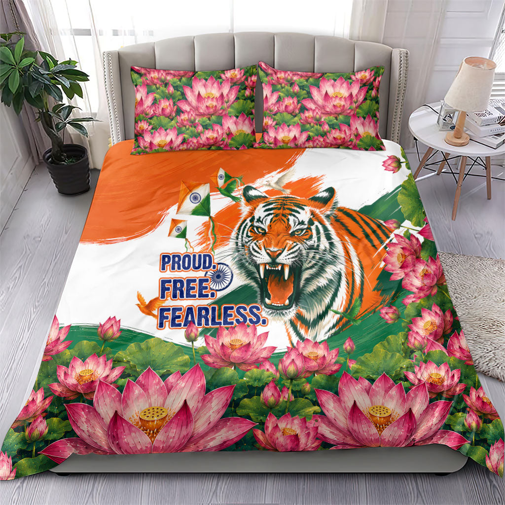 India Proud Free Fearless Bedding Set Bengal Tiger Military Soldier Jets Art