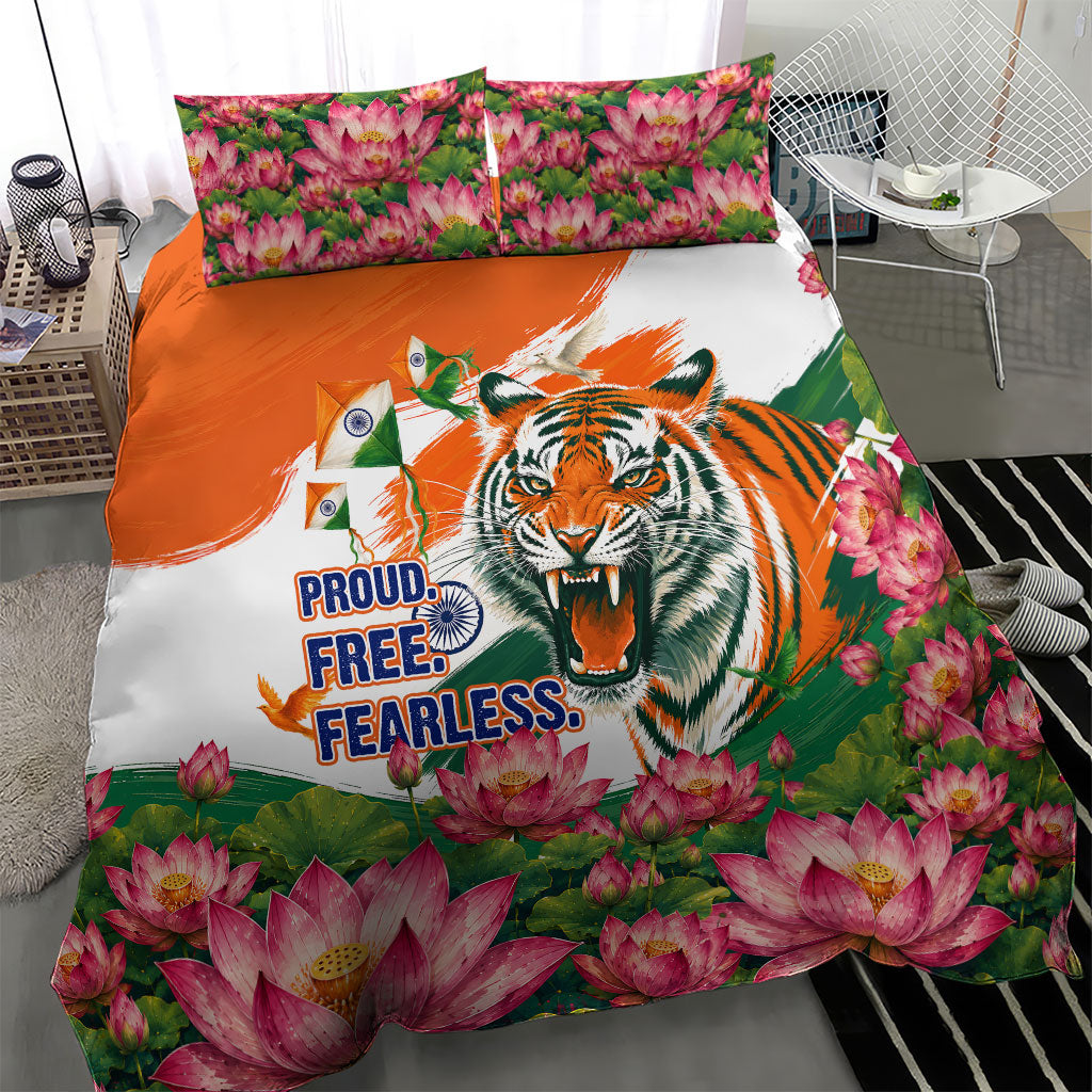 India Proud Free Fearless Bedding Set Bengal Tiger Military Soldier Jets Art