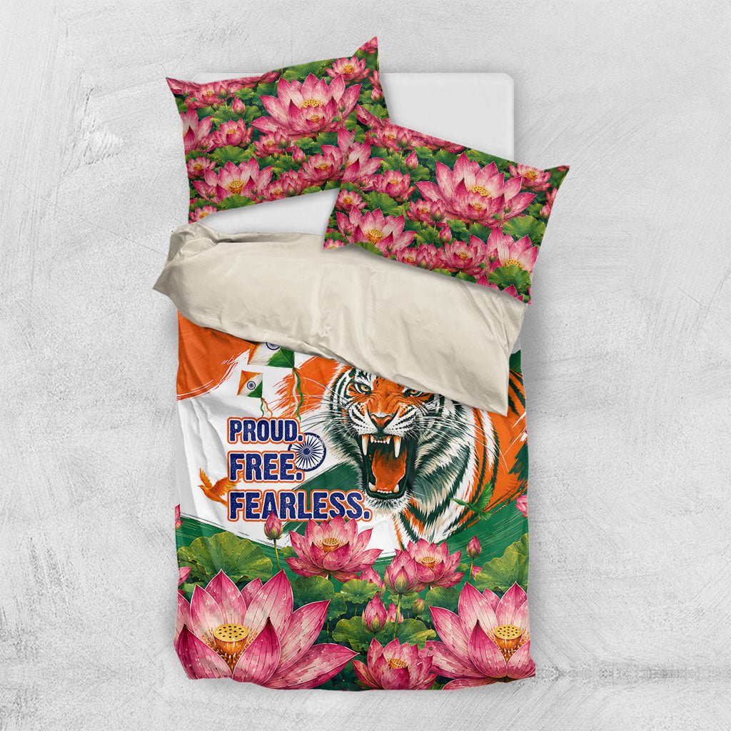 India Proud Free Fearless Bedding Set Bengal Tiger Military Soldier Jets Art