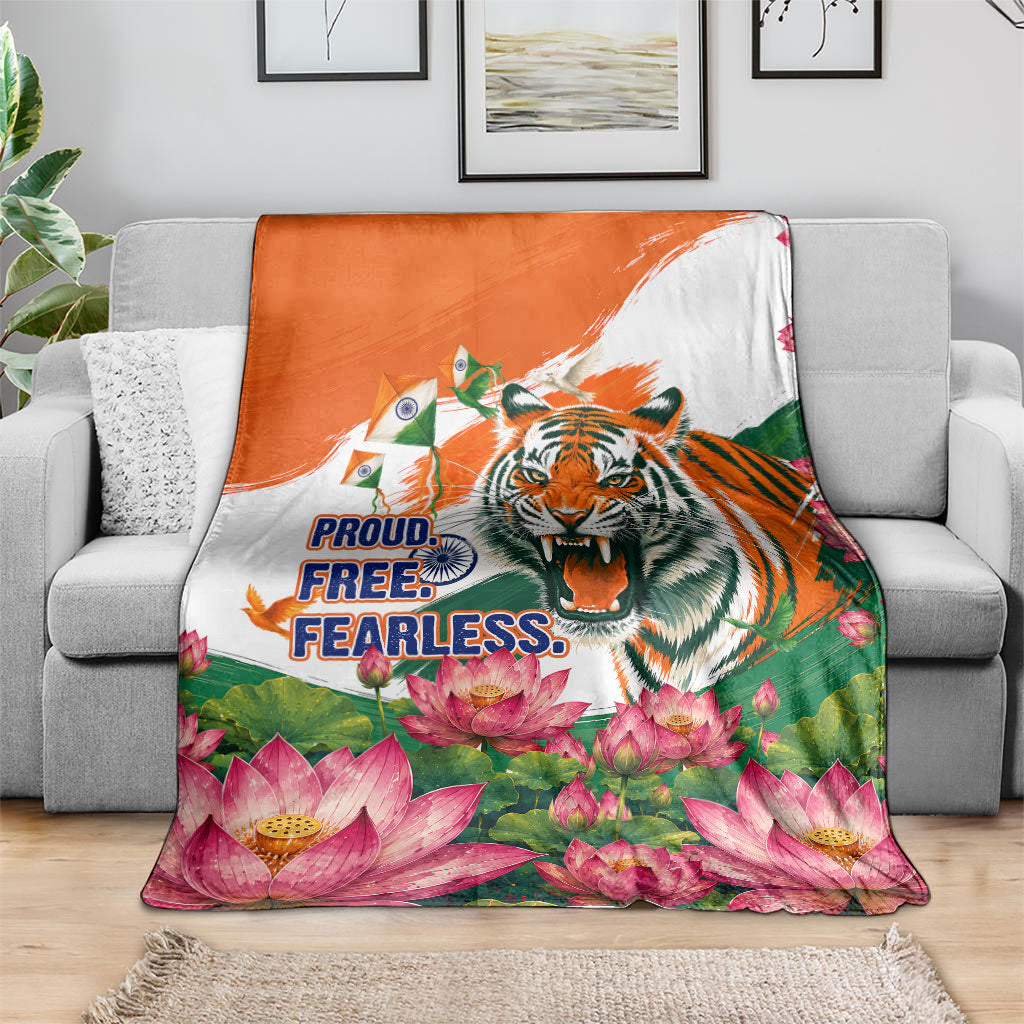 India Proud Free Fearless Blanket Bengal Tiger Military Soldier Jets Art