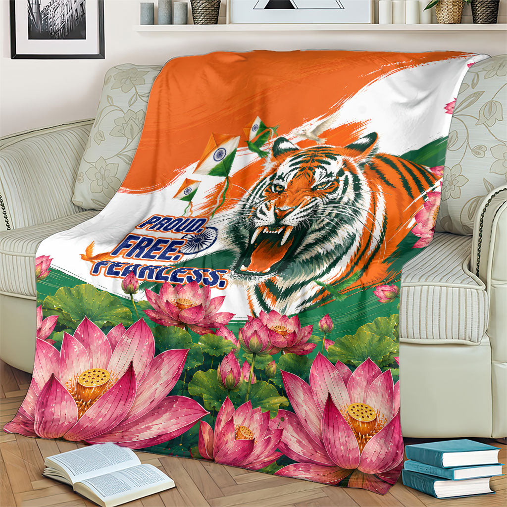 India Proud Free Fearless Blanket Bengal Tiger Military Soldier Jets Art