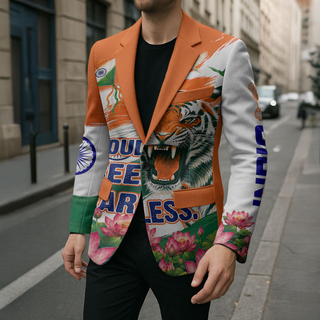 India Proud Free Fearless Blazer Bengal Tiger Military Soldier Jets Art