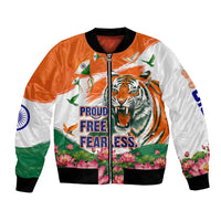 India Proud Free Fearless Bomber Jacket Bengal Tiger Military Soldier Jets Art