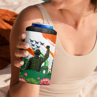 India Proud Free Fearless 4 in 1 Can Cooler Tumbler Bengal Tiger Military Soldier Jets Art