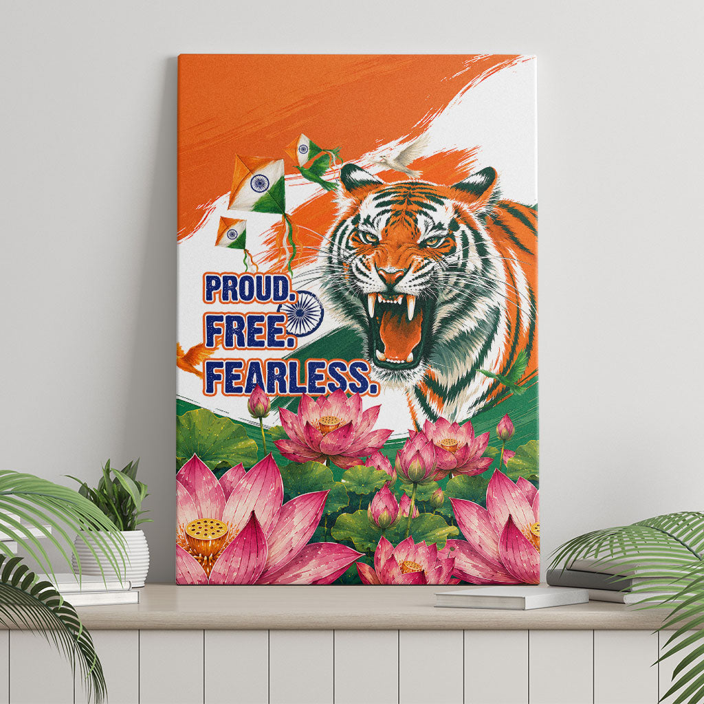 India Proud Free Fearless Canvas Wall Art Bengal Tiger Military Soldier Jets Art