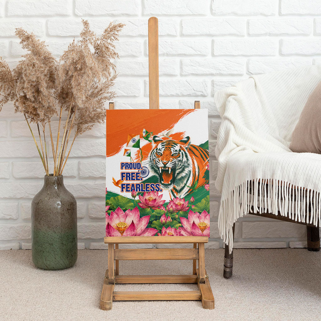 India Proud Free Fearless Canvas Wall Art Bengal Tiger Military Soldier Jets Art