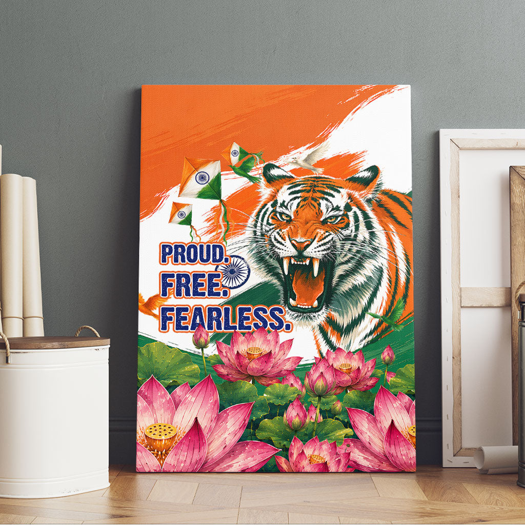 India Proud Free Fearless Canvas Wall Art Bengal Tiger Military Soldier Jets Art