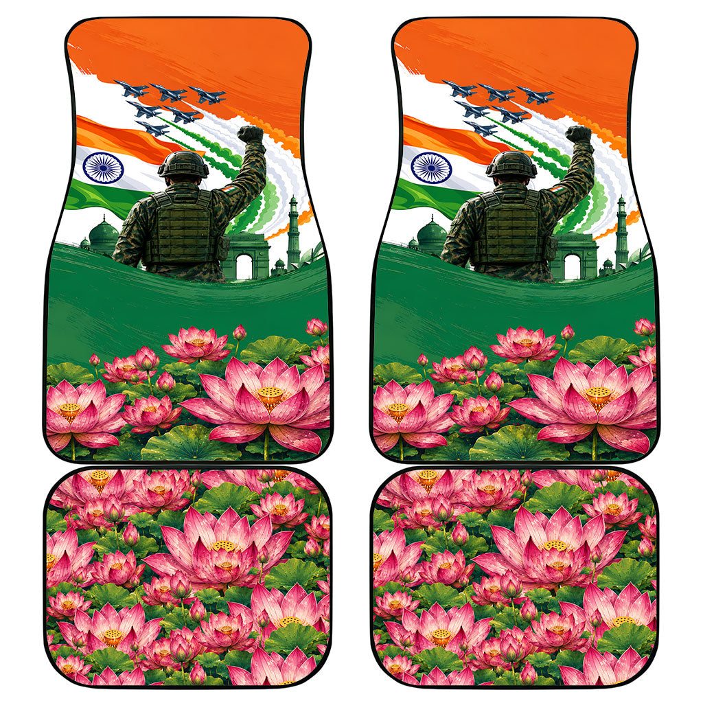 India Proud Free Fearless Car Mats Bengal Tiger Military Soldier Jets Art