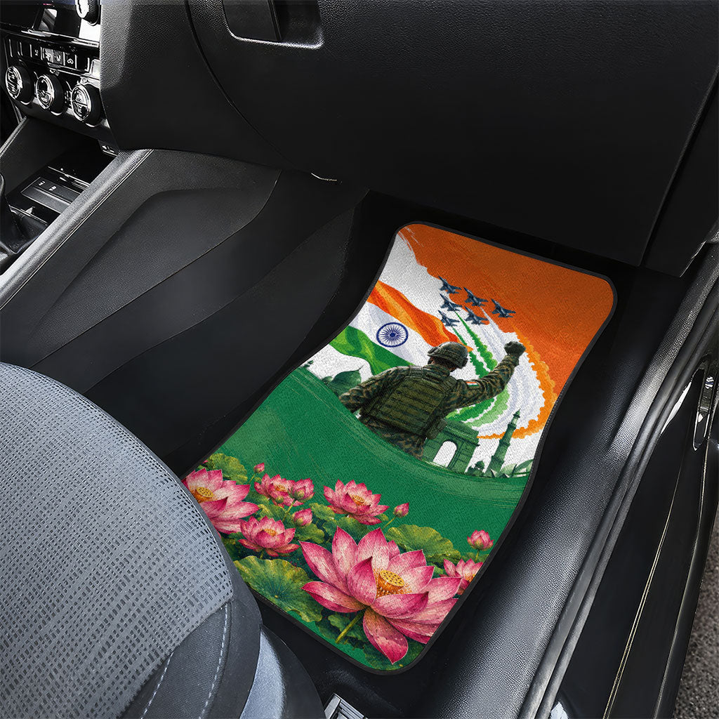India Proud Free Fearless Car Mats Bengal Tiger Military Soldier Jets Art
