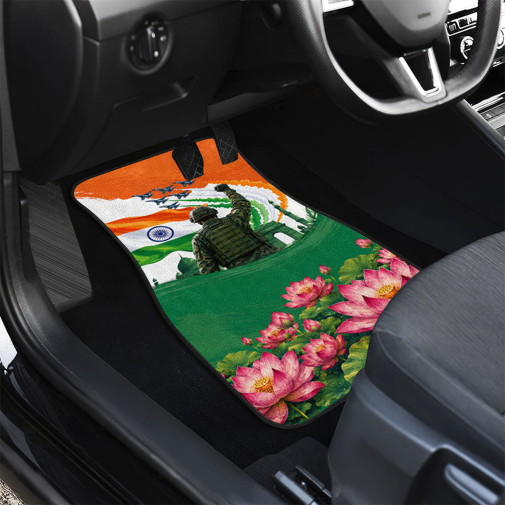 India Proud Free Fearless Car Mats Bengal Tiger Military Soldier Jets Art