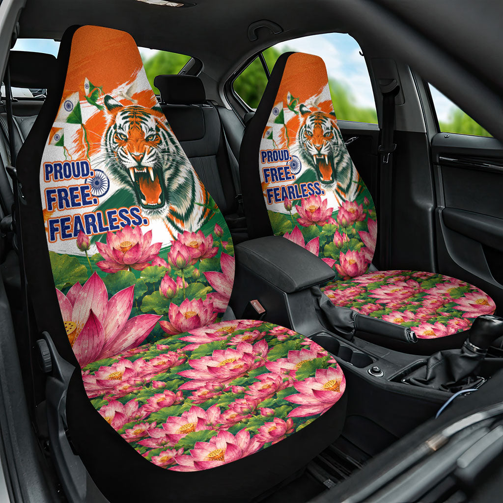 India Proud Free Fearless Car Seat Cover Bengal Tiger Military Soldier Jets Art