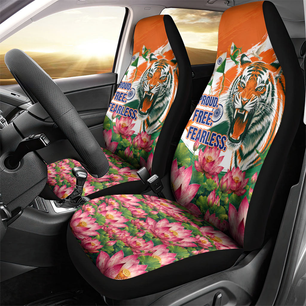 India Proud Free Fearless Car Seat Cover Bengal Tiger Military Soldier Jets Art