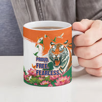 India Proud Free Fearless Ceramic Mug Bengal Tiger Military Soldier Jets Art