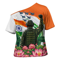 India Proud Free Fearless Cross Shoulder Shirt Bengal Tiger Military Soldier Jets Art