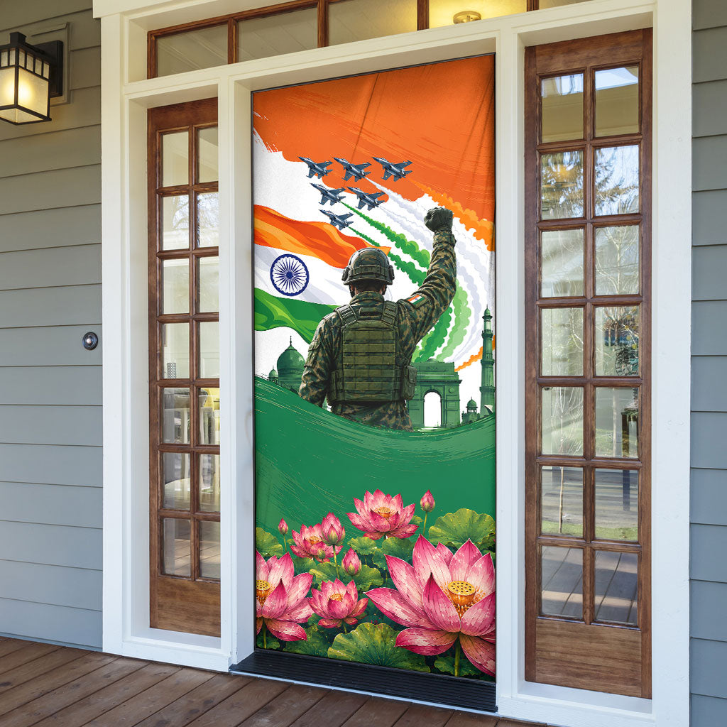 India Proud Free Fearless Door Cover Bengal Tiger Military Soldier Jets Art