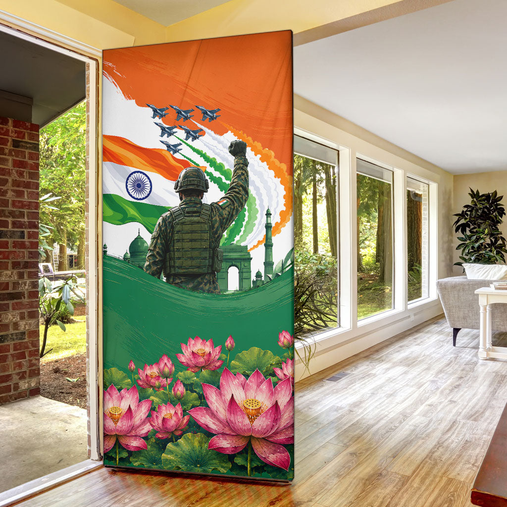 India Proud Free Fearless Door Cover Bengal Tiger Military Soldier Jets Art