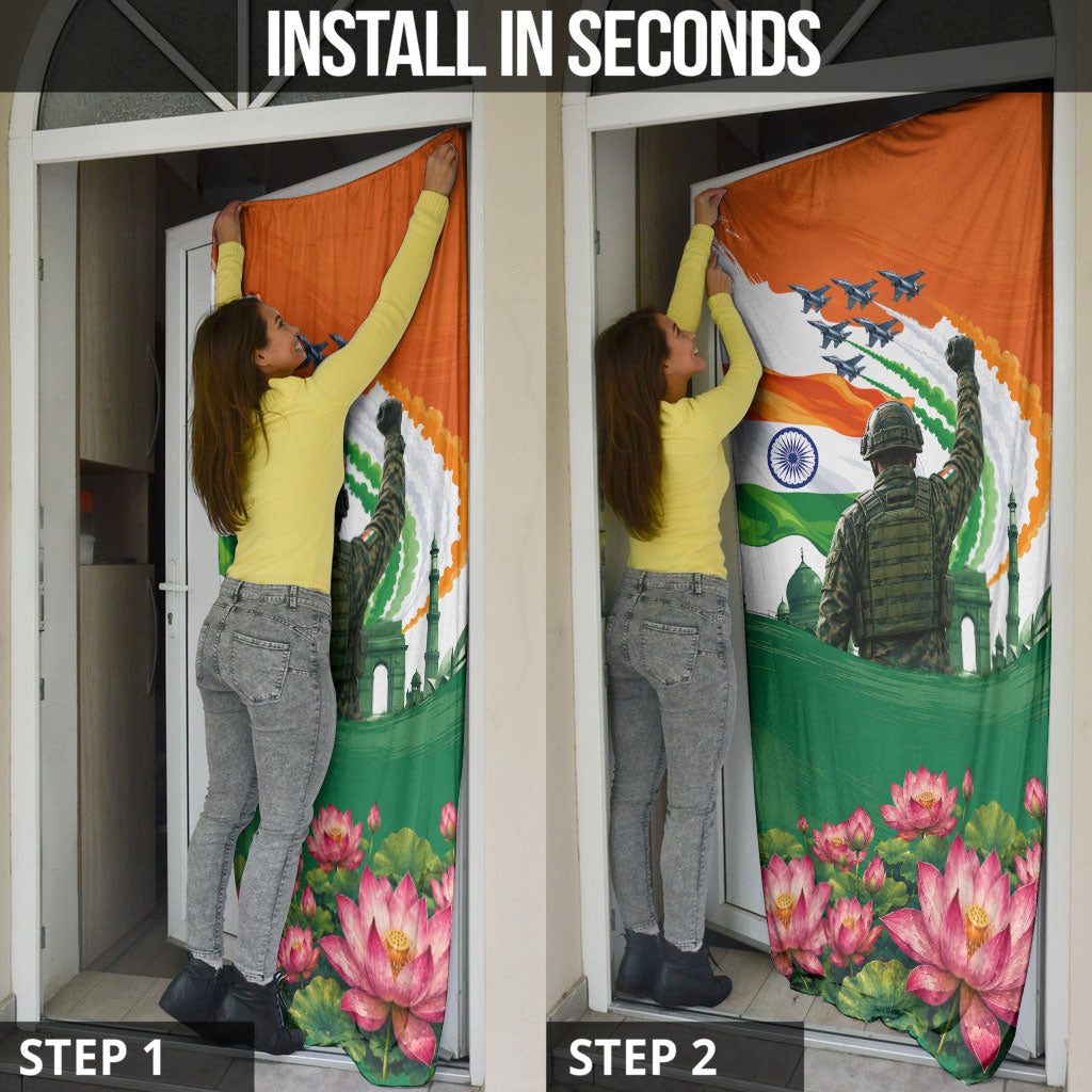 India Proud Free Fearless Door Cover Bengal Tiger Military Soldier Jets Art