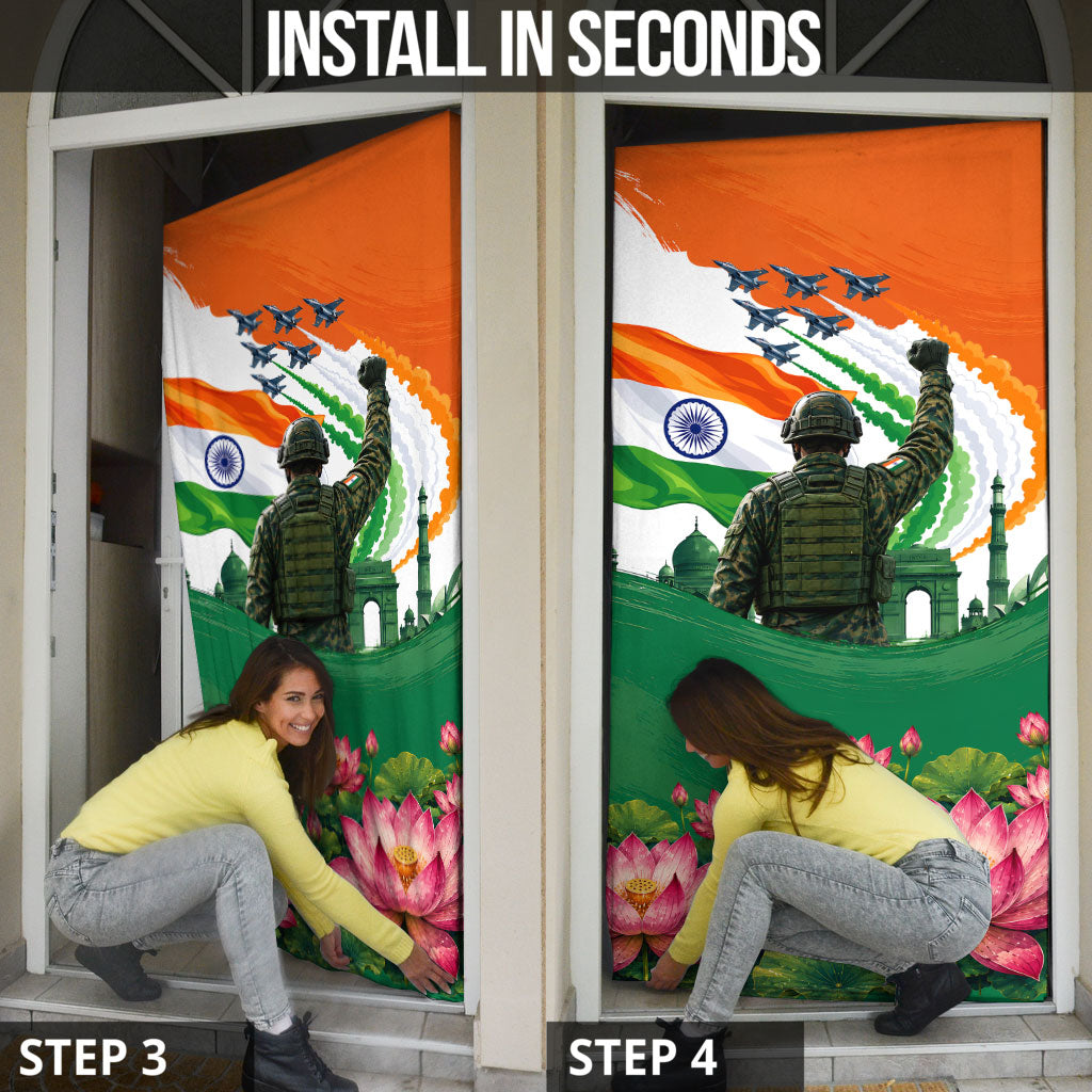 India Proud Free Fearless Door Cover Bengal Tiger Military Soldier Jets Art