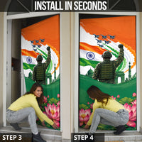 India Proud Free Fearless Door Cover Bengal Tiger Military Soldier Jets Art