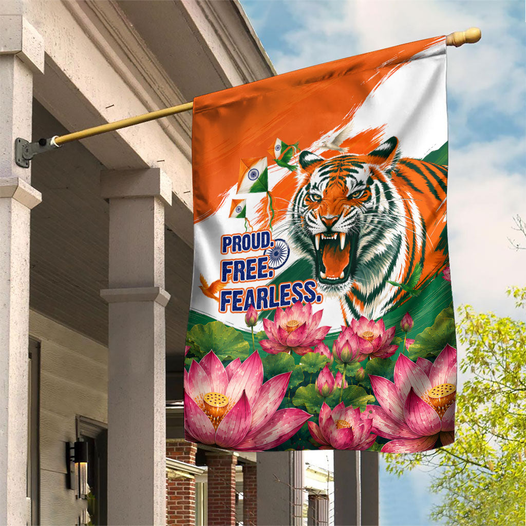 India Proud Free Fearless Garden Flag Bengal Tiger Military Soldier Jets Art