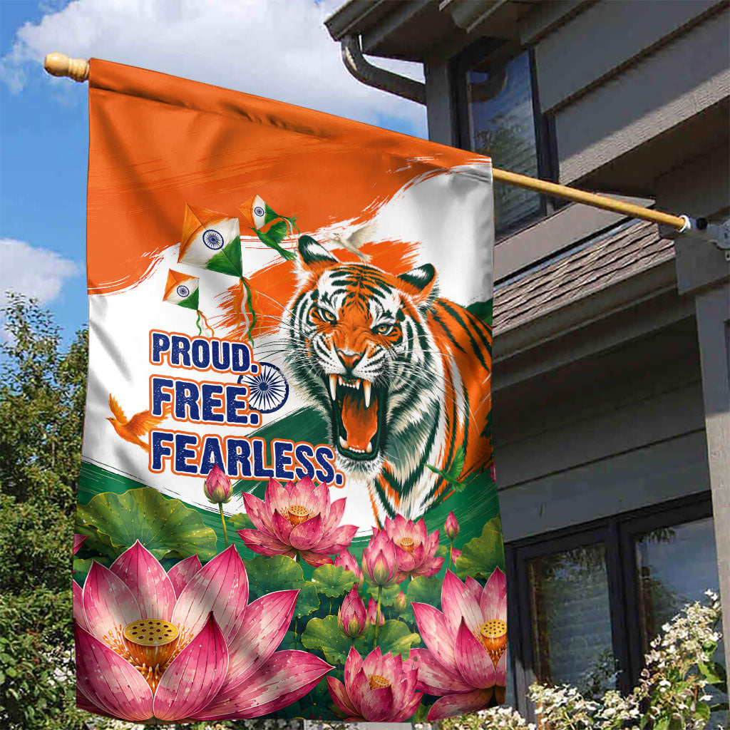 India Proud Free Fearless Garden Flag Bengal Tiger Military Soldier Jets Art