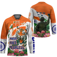 India Proud Free Fearless Hockey Jersey Bengal Tiger Military Soldier Jets Art