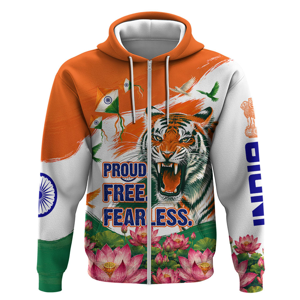 India Proud Free Fearless Hoodie Bengal Tiger Military Soldier Jets Art