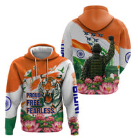 India Proud Free Fearless Hoodie Bengal Tiger Military Soldier Jets Art