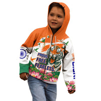 India Proud Free Fearless Kid Hoodie Bengal Tiger Military Soldier Jets Art
