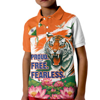 India Proud Free Fearless Kid Polo Shirt Bengal Tiger Military Soldier Jets Art