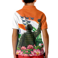 India Proud Free Fearless Kid Polo Shirt Bengal Tiger Military Soldier Jets Art