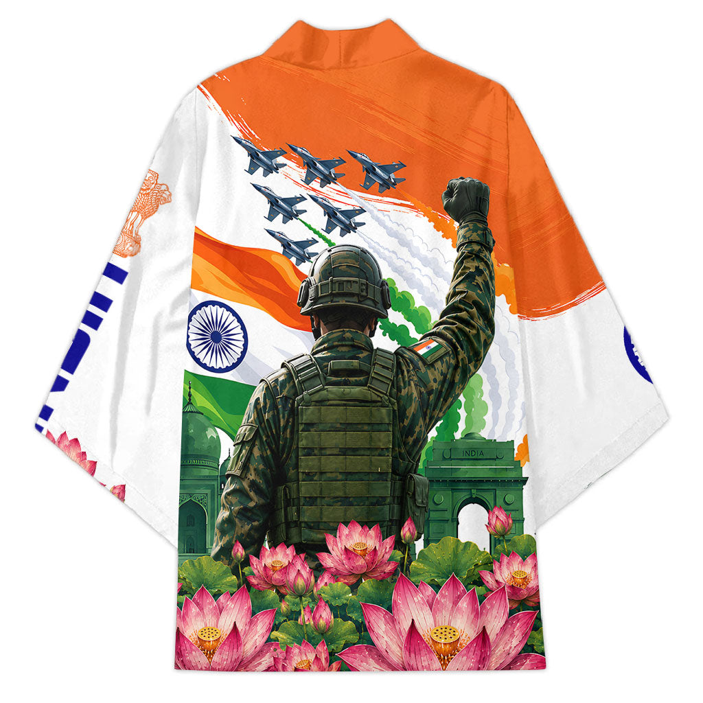 India Proud Free Fearless Kimono Bengal Tiger Military Soldier Jets Art