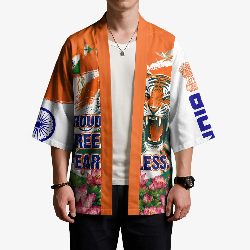 India Proud Free Fearless Kimono Bengal Tiger Military Soldier Jets Art
