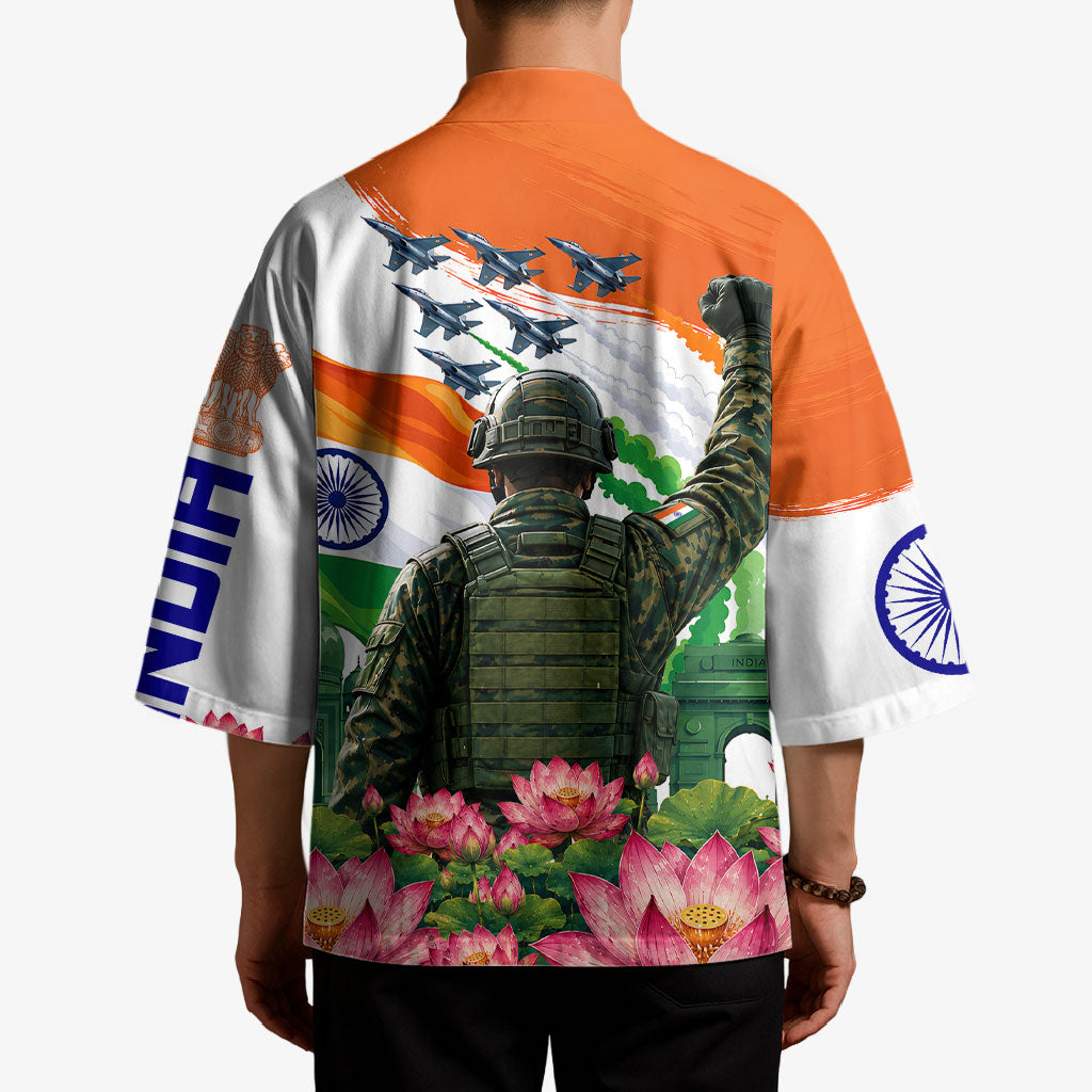 India Proud Free Fearless Kimono Bengal Tiger Military Soldier Jets Art
