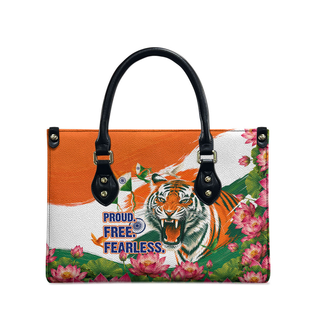 India Proud Free Fearless Leather Bag Bengal Tiger Military Soldier Jets Art