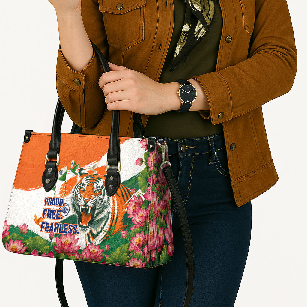 India Proud Free Fearless Leather Bag Bengal Tiger Military Soldier Jets Art