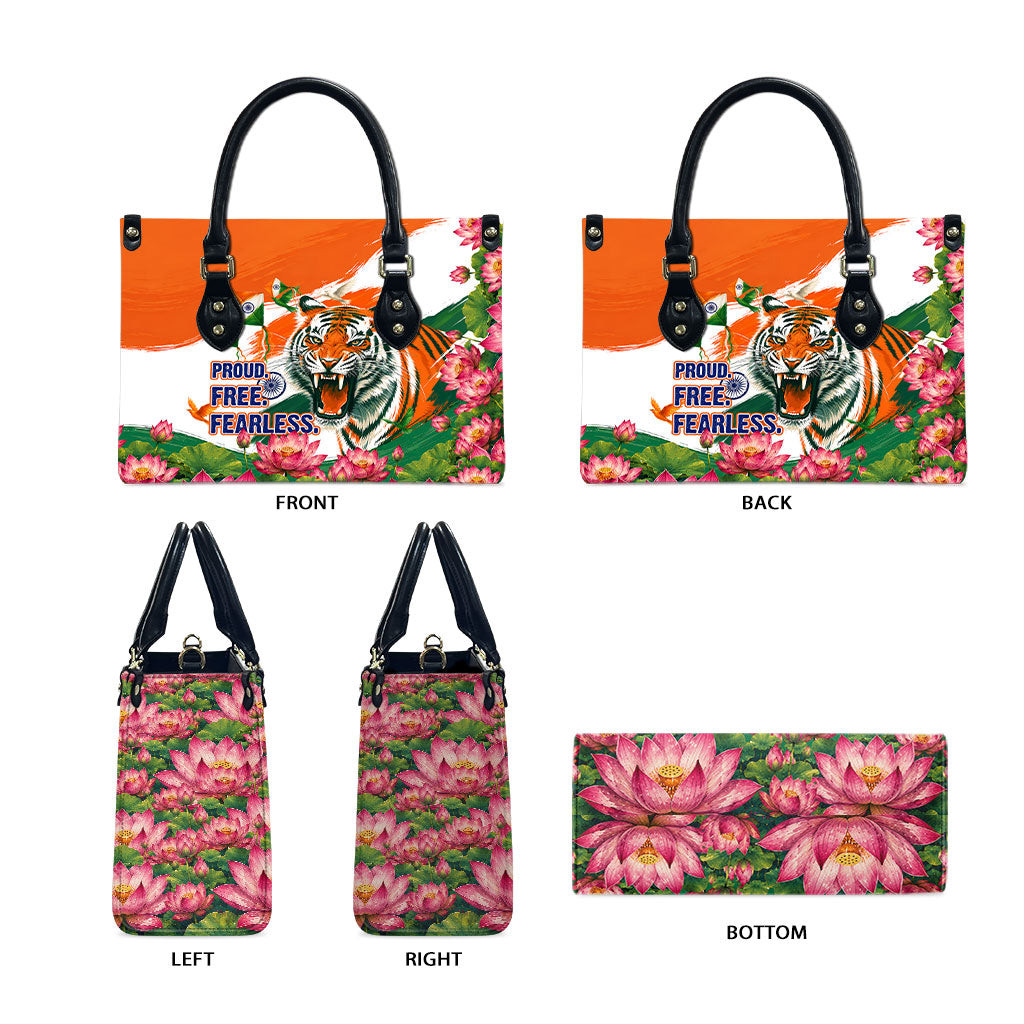 India Proud Free Fearless Leather Bag Bengal Tiger Military Soldier Jets Art