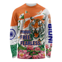 India Proud Free Fearless Long Sleeve Shirt Bengal Tiger Military Soldier Jets Art