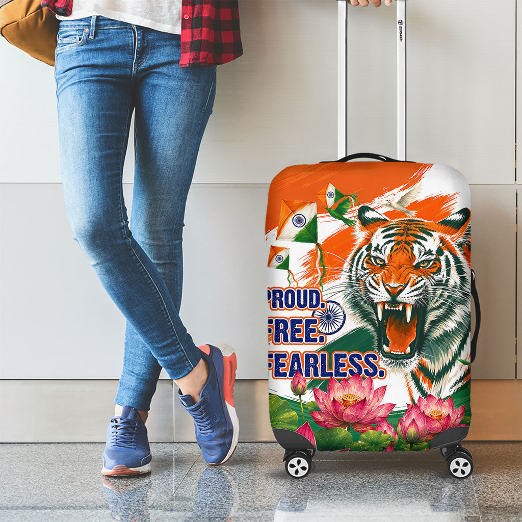 India Proud Free Fearless Luggage Cover Bengal Tiger Military Soldier Jets Art