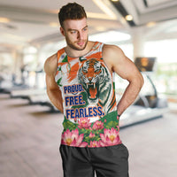 India Proud Free Fearless Men Tank Top Bengal Tiger Military Soldier Jets Art